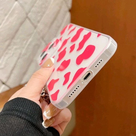 Cow Print Clear Case For iPhone 14 + FREE Glass Protector - Picture 3 of 4